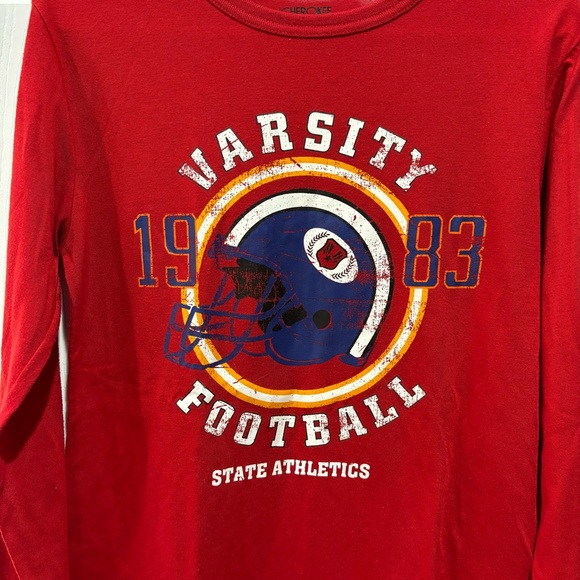 CHEROKEE Boy’s Red Varsity 1983 Football Long Sleeve Sleepwear PJ Pajama Top -XL - Picture 2 of 4